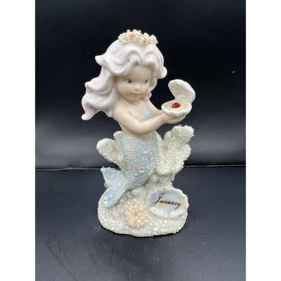 Vintage 1994 Enesco Coral Kingdom January Mermaid Garnet‎ Figurine Birthday Gem - Picture 1 of 5